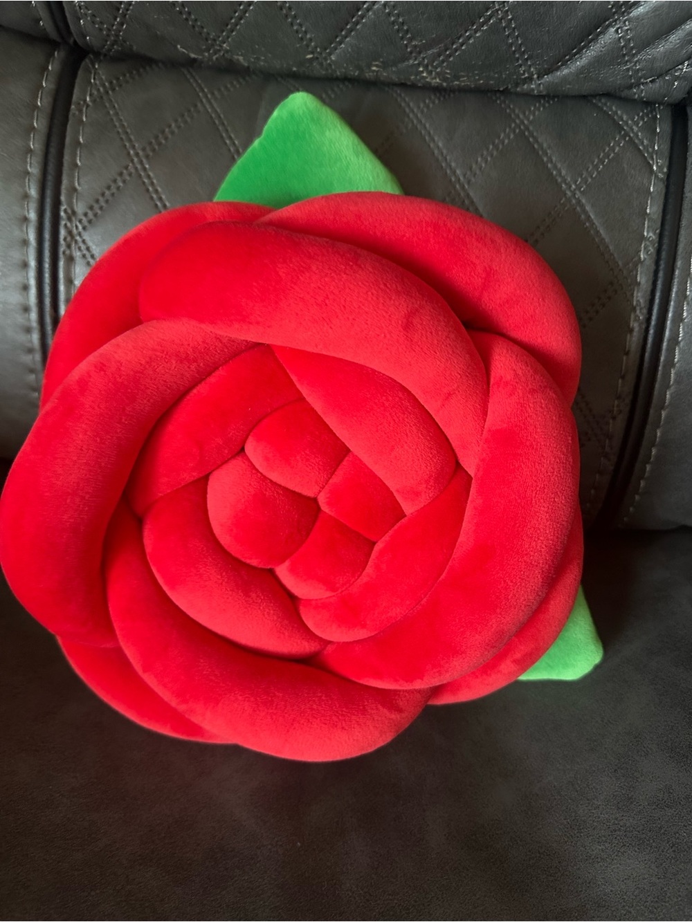 Red Rose Plush Decorative Pillow - Soft Floral Home Accent